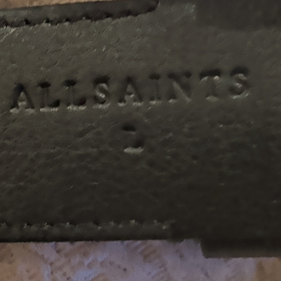 All Saints Split Leather Studded Belt in Black with Brass sz Large - Picture 4 of 10